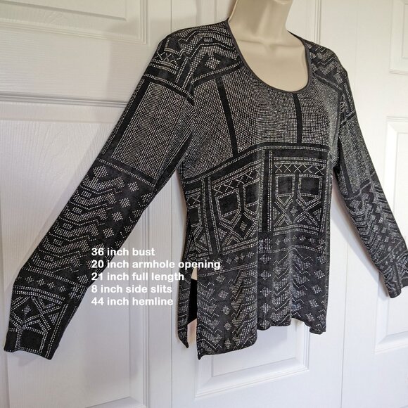 VTG 90's Rabbit Rabbit Rabbit Designs pullover black/silver metallic Top, Sz Med - Picture 3 of 11